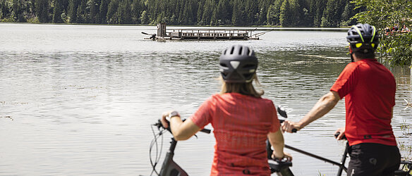 Radler am Lechstausee in Schongau